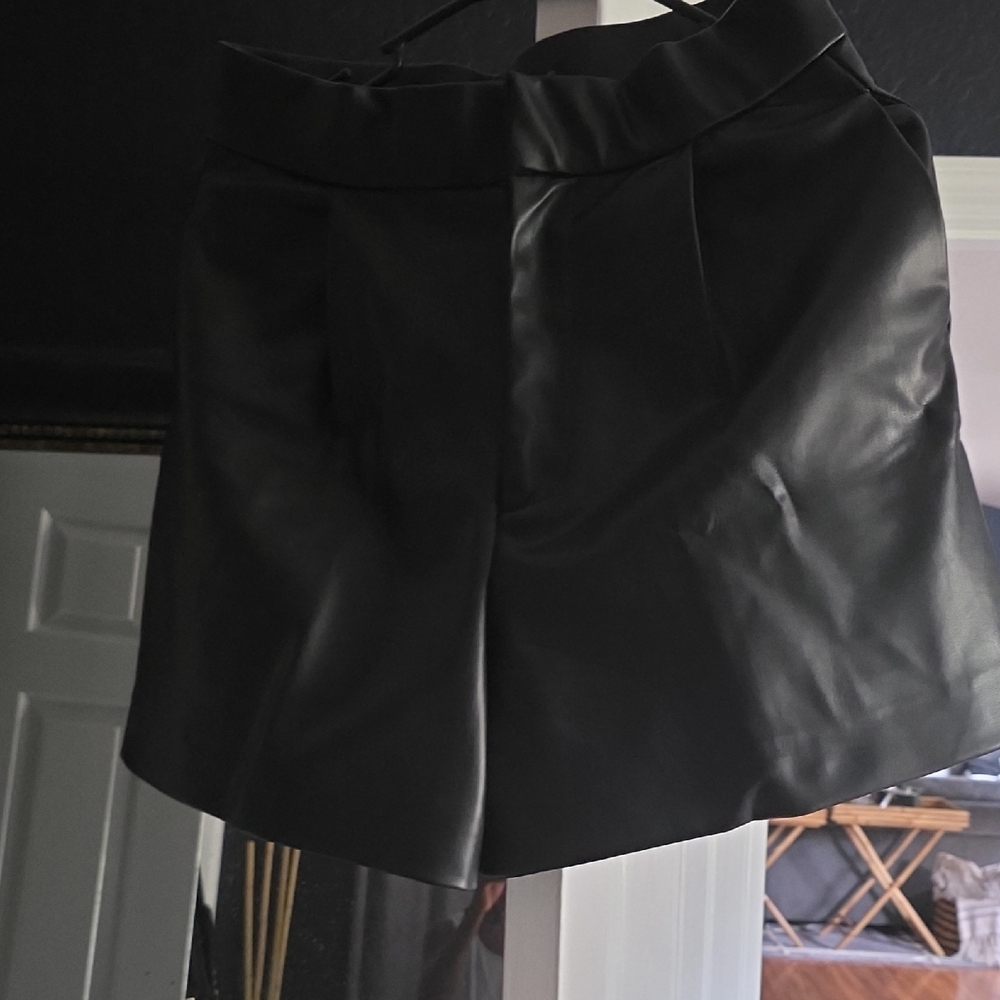 Black Faux Leather Shorts
